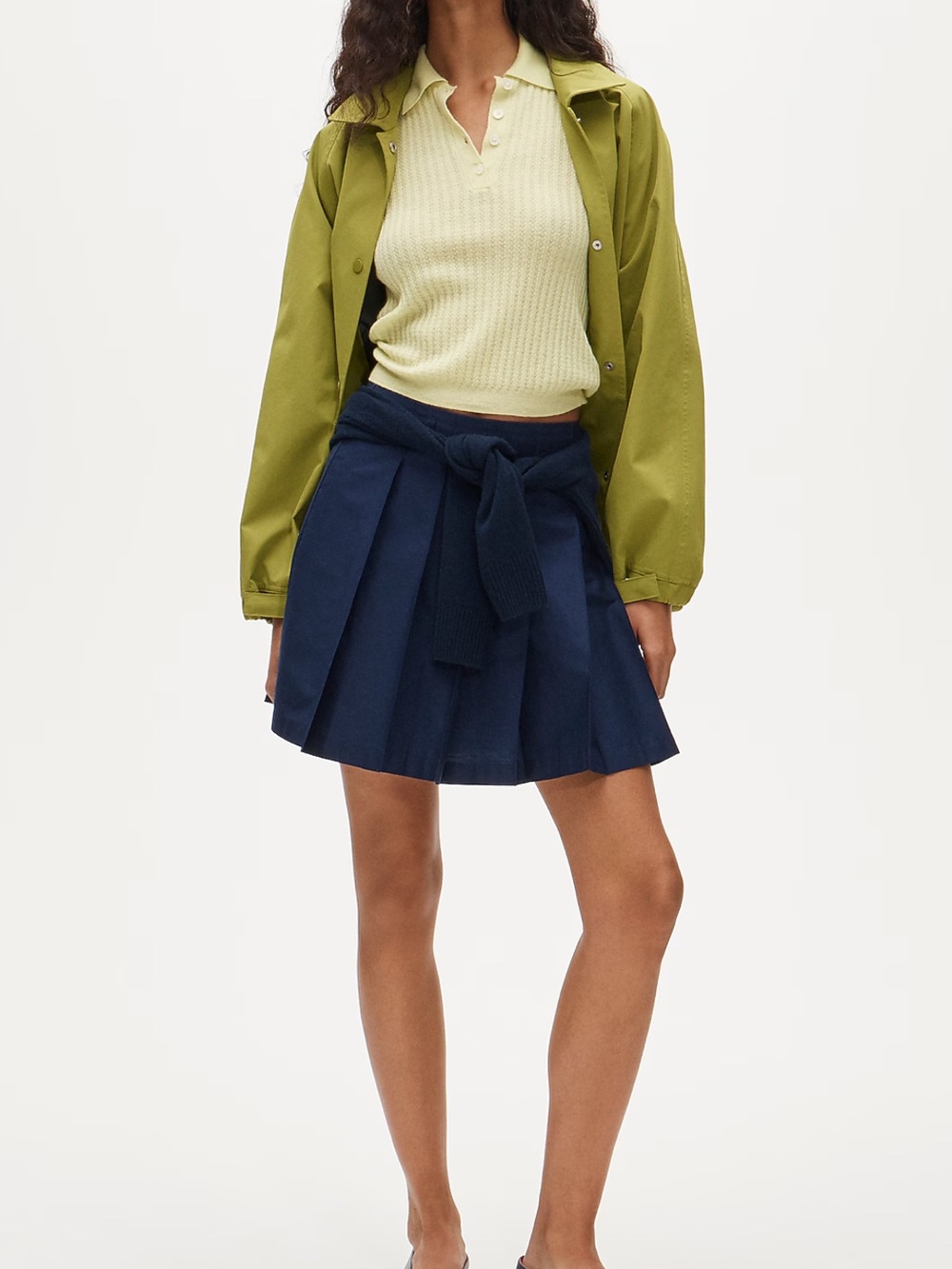 NWT JCrew Navy Pleated Mini Skirt with Tie Waist M